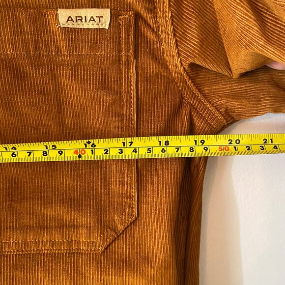 Ariat Burnt Orange Corduroy Short Sleeve Button Down Knee Length Dress Small - Picture 11 of 13
